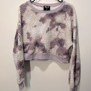 Purple tie-dye, long sleeve soft crop top
